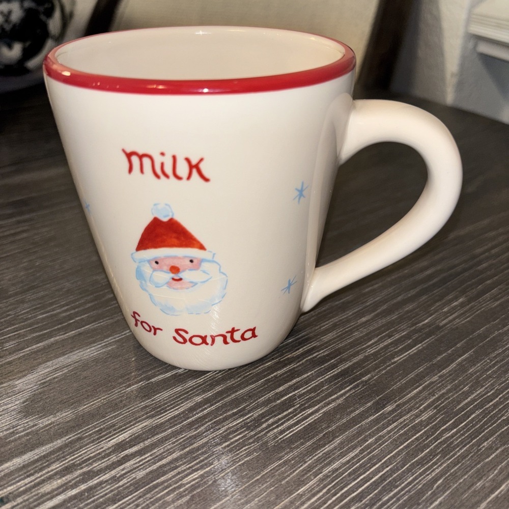 Pottery Barn Milk For Santa Mug/Cup‎ Merry Christmas Inside-EXCELLENT CONDITION